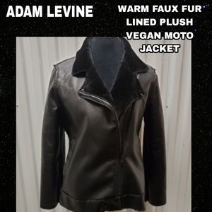 Adam Levine HIGH QUALITY leather "fur" lined moto jacket PLUSH!! WARM! WELL MADE
